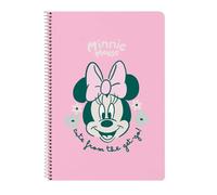 Safta | Libreta Folio Disney Minnie Mouse Minty, 80 Hojas Cuadrícula 4x4 mm con Margen, Tapas Duras Extraduras Glasofonadas, Espiral Metálica 62 Agujeros, 80 g/m², Medidas 21,5x1x31 cm
