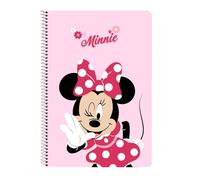 Safta | Libreta Folio Disney Minnie Mouse Naive, 80 Hojas Cuadrícula 4x4 mm con Margen, 80 g/m², Tapas Duras Extraduras Glasofonadas, Espiral Metálica 62 Agujeros, 2 Diseños, Medidas 21,5x1x31 cm
