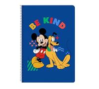 Safta – Cuaderno espiral MICKEY MOUSE Today, Folio 80 hojas, tapa dura, cuadros 4 mm, 21.5x31 cm