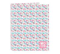 Safta MOOS FLORES - Carpeta con Folios 4 Anillas, Ideal para Niños de Diferentes Edades, Cómoda y Versátil, Calidad y Resistencia, 26.5x33 cm, Color Multicolor