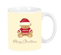 Safta OSITO BEIGE FELICES FIESTAS - Taza Grande de Cerámica, Resistente, Ligera, Duradera, 350 ml, 8x9.5 cm