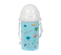 Safta PREESCOLAR COCHES - Botella de Apertura Automática, con Pajita, Botella de Agua, Sin BPA, con Bandolera, Cómoda y Ligera, 500 ml, 7.3x19.5 cm