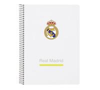 Safta - Cuaderno espiral Real Madrid 1ª equip. 2025/26, 4º, 80 h, tapa dura, cuadros 4 mm