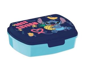 SAFTA | Sandwichera Rectangular Disney Stitch Palms, Caja Porta Alimentos Infantil para Vuelta al Cole, 17x14x5,6 cm, Plástico PP 100%, Cierre Seguro, Reutilizable y Resistente, Medidas 17x13,3x5,6 cm
