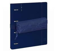 SAFTA | Set Archivador 4 Anillas 35 mm A4 PP Foam con Recambio 100 Hojas 90g y 5 Separadores + Estuche Escolar Portatodo con Goma Elástica a Juego, Carpesano Carpeta Anillas A4, Azul Marino