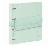 SAFTA | Set Archivador 4 Anillas 35 mm A4 PP Foam con Recambio 100 Hojas 90g y 5 Separadores + Estuche Escolar Portatodo con Goma Elástica a Juego, Carpesano Carpeta Anillas A4, Verde Claro