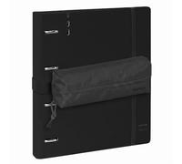 SAFTA | Set Archivador 4 Anillas 35 mm A4 PP Foam con Recambio 100 Hojas 90g y 5 Separadores + Estuche Escolar Portatodo con Goma Elástica a Juego, Carpesano Carpeta Anillas A4, Negro