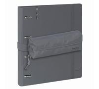 SAFTA | Set Archivador 4 Anillas 35 mm A4 PP Foam con Recambio 100 Hojas 90g y 5 Separadores + Estuche Escolar Portatodo con Goma Elástica a Juego, Carpesano Carpeta Anillas A4, Gris Oscuro