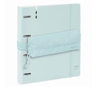 SAFTA | Set Archivador 4 Anillas 35 mm A4 PP Foam con Recambio 100 Hojas 90g y 5 Separadores + Estuche Escolar Portatodo con Goma Elástica a Juego, Carpesano Carpeta Anillas A4, Azul Claro