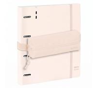 SAFTA | Set Archivador 4 Anillas 35 mm A4 PP Foam con Recambio 100 Hojas 90g y 5 Separadores + Estuche Escolar Portatodo con Goma Elástica a Juego, Carpesano Carpeta Anillas A4, Rosa Claro