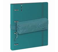 SAFTA | Set Archivador 4 Anillas 35 mm A4 PP Foam con Recambio 100 Hojas 90g y 5 Separadores + Estuche Escolar Portatodo con Goma Elástica a Juego, Carpesano Carpeta Anillas A4, Azul