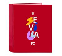 Safta Carpeta Folio 4 Anillas SEVILLA FC - Cómoda y Versátil, Roja 27x6x33 cm (40 mm)