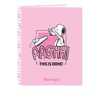Safta Carpeta 4 anillas SNOOPY con folios 26,5x33 cm – Ideal para niños, resistente y versátil