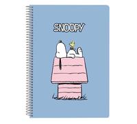 Safta Cuaderno espiral SNOOPY Blue Pink 4º 80 hojas tapa dura cuadros 4 mm