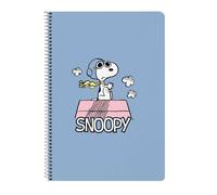 Safta - Cuaderno Snoopy Folio 80 hojas - Tapas duras - Papel 80 g/m² - Cuadrícula 4x4