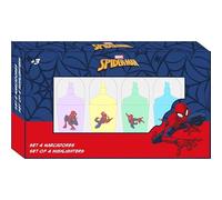 Safta SPIDERMAN - Set de 4 Rotuladores Fluorescentes, Regalo, Metálico, Plumier, Niño, 13.2x1.6x7.6 cm