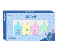 Safta STITCH STATIONERY - Set de 4 Rotuladores Fluorescentes, Regalo, Metálico, Plumier, Niño, 13.2x1.6x7.6 cm