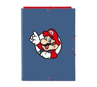 Safta Carpeta folio SUPER MARIO, 3 solapas, ideal para niños, 26x36.5 cm