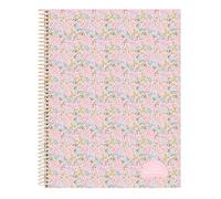 VMB Safta Cuaderno espiral Pink Flowers A4 120 hojas Tapa dura Cuadros 5 mm