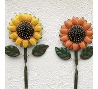SageFurned Juego de 2 ganchos de pared de metal con diseño de girasoles, rústicos, para entrada, oficina, jardín, decoración para colgar chaquetas, bolsas, 16 x 6 x 31 cm