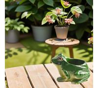 SageFurned Maceta de resina para suculentas de rana de 11,3 x 7,5 cm, estatua de jardín realista con agujero de drenaje, decoración interior y exterior, color verde