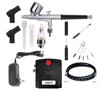 SAGUD Mini aerógrafo con compresor portátil por Gravedad Alimentado con aerógrafo de Doble acción para decoración de Tartas, Hobby, Manualidades, uñas