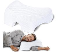 SAHEYER Almohada Dormir de Lado con Hueco Brazo en Espuma Viscoelástica | Almohada Cervical Ergonómica Alivia Presión Cuello, Hombros y Brazos, para Muchas Posiciones para Dormir, Blanca