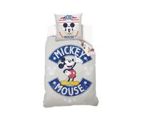 SAHINLER créateur d'univers Disney - Funda nórdica Mickey Mouse Disney 140 x 200 cm + 1 funda de almohada de 63 x 63 cm, 100% algodón, color gris