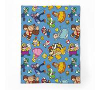 SAHINLER diseñador del universo Mario - Manta Nintendo Mario y Sus Amigos - 120 x 150 cm - 100% poliéster - Azul