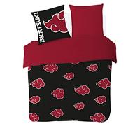 SAHINLER - Funda nórdica Naruto Akatsuki para 2 personas y 2 fundas de almohada de 63 x 63 cm, 100% algodón, color negro (200 x 200)