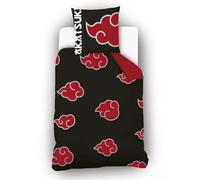 SAHINLER - Funda nórdica Naruto Akatsuki para 2 personas y 2 fundas de almohada de 63 x 63 cm, 100% algodón, color negro (140 x 200 cm)
