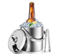 Sailnovo 4198-0904-03 Avec couvercle et pince Acier inoxydable à Double paroi, Grand seau à Glace isolé, Acero Inoxidable