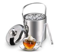 Sailnovo Cubitera para hielo con pinzas y tapa de acero inoxidable