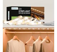 sailsco Tira de luces LED de 1 m, con detector de movimiento, blanco cálido, 3000 K, sensor SMD, tira LED para armarios, escaleras, camas, 30 ledes, IP20