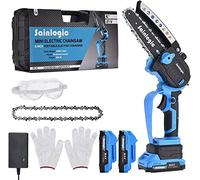 sainlogic 6 Pulgadas Mini Motosierra Bateria, Motosierra Eléctrica Inalámbrica de Una Mano Cerradura de Seguridad, Mini Motosierra Portátil con Batería para Jardinería y Poda de Árboles