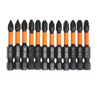 Saipor Juego de 12 puntas de destornillador Phillips PoziDriv de 50 mm, broca Phillips POZI de impacto magnético, vástago hexagonal de 1/4 pulgadas S2 de acero, brocas de cabeza Phillips para taladro