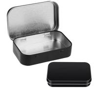 Saituo Home 2 Piezas Caja Metalica Rectangular, Caja Metalica Pequeña con Bisagra, 95 x 60 x 20 mm, Cajas Metalicas Portátil para Almacenamiento de Dulces Pendientes Llaves Monedas, Negro