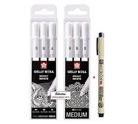 Sakura Gelly Roll Blanco - Juego de 6 bolígrafos (3 unidades, color blanco, en estuche) ET Pigma Micron Negro 05