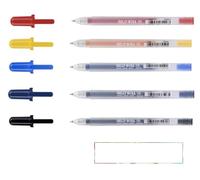 SAKURA Gelly Roll Classic, Bolígrafo de tinta de gel 06, fino, rojo, amarillo, azul, azul real. negro + 1 tarjeta