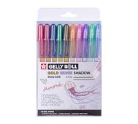 SAKURA Gelly Roll Oro y Plata Sombra Purpurina Bolígrafos de Gel Estuche de 10 | Efecto Metálico Especial | Bolígrafos para Escribir, Dibujar, Diario y Manualidades