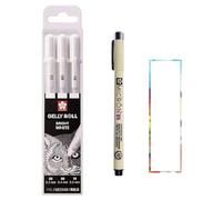 SAKURA Gelly Roll White, Bolígrafos Bright White en estuche, Mix-Size 05/08/10 Pigma Micron Black 05