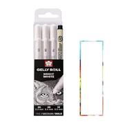 SAKURA Gelly Roll White, bolígrafos Bright White en estuche, Mix-Size 05/08/10 y 1 marcador 005