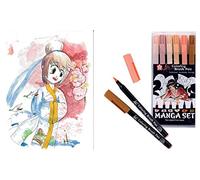 SAKURA Manga-Set Koi Coloring Brush - Juego de 6 pinceles para colorear