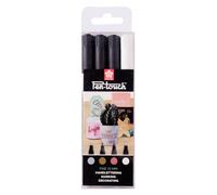SAKURA Pen-Touch Rotulador Fino Permanente Set de 4 | Metal + Blanco | Rotuladores para decoración, rotulación y bricolaje