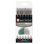 SAKURA Pigma Micron 01 Estuche de puntafinas - 6 colores - 0,25 mm Rotuladores - Tinta permanente resistente al agua para artistas y diseñadores