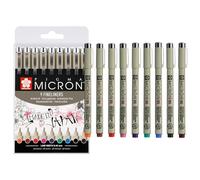 Sakura Rotuladores Pigma Micron 05 – Juego 9 colores, punta 0,45 mm, tinta resistente al agua