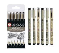 Sakura pigma micron bolígrafos punta calibrada set de 6, tinta negra