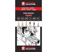 Sakura Set completo de rotuladores Pigma – 5 rotuladores negros + portaminas
