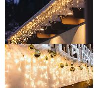 Salcar, 10 metros, 400 LEDs, guirnalda de luces LED "Lluvia de hielo", guirnalda de luces navideñas, cortina de luces para ventanas, 8 modos de funcionamiento con función de memoria - Luz cálida
