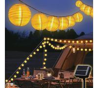 SALCAR, 10 metros, guirnalda de luces LED solares para camping, farolillos exteriores, 30 luces LED, faroles, ideal para colgar, resistente a la intemperie (IP44), luces solares para jardín, decoració